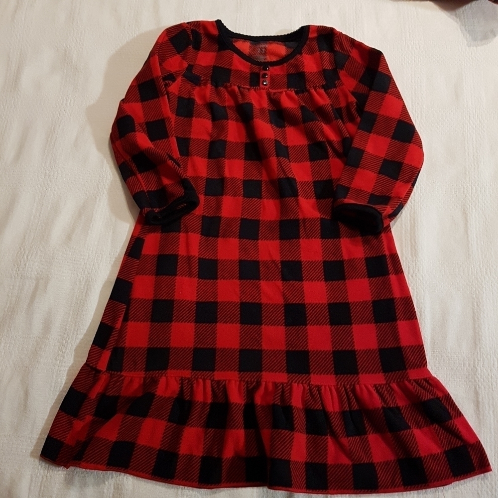 Carter's fleece buffalo plaid nightgown 2-3 years